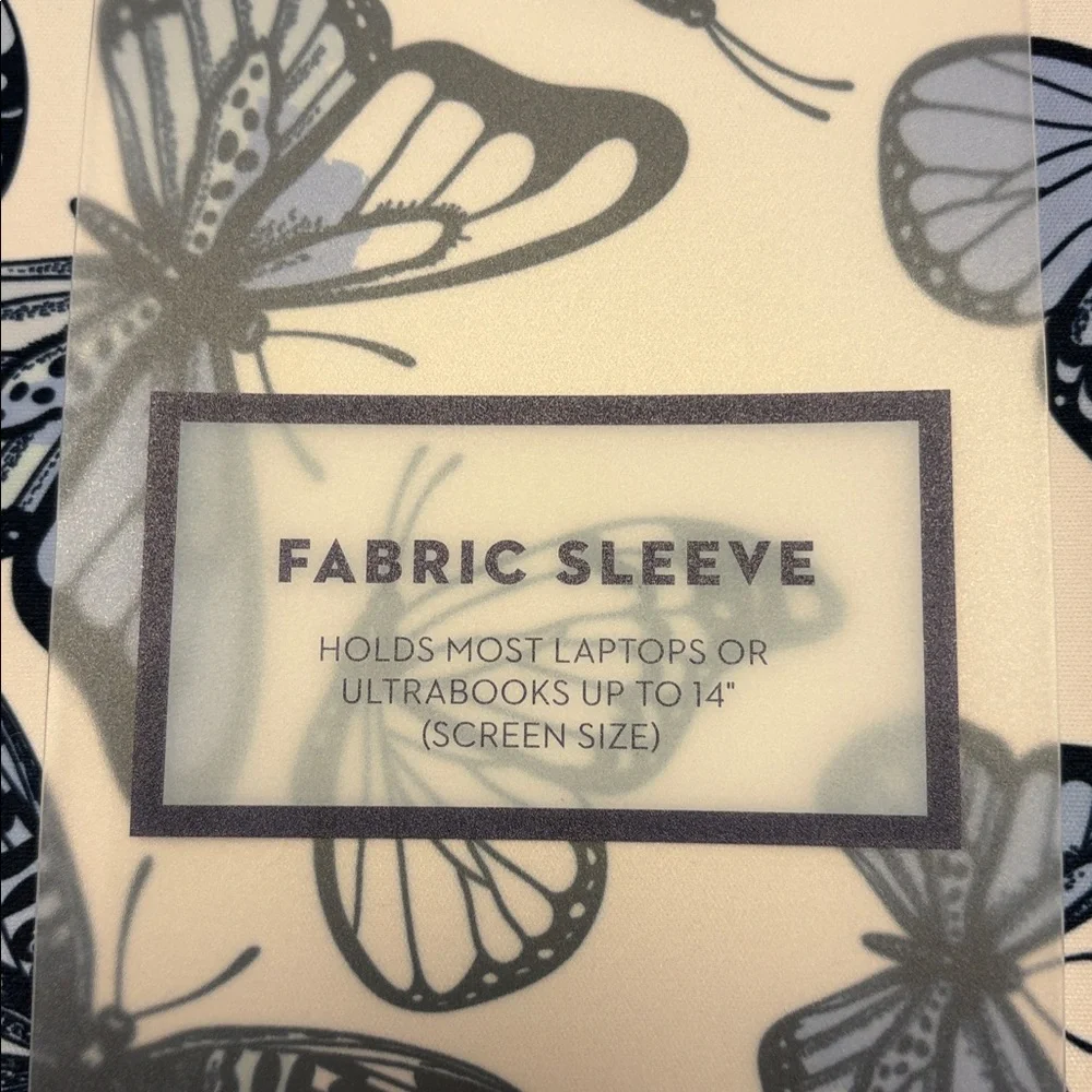 Dabney Lee Blue Butterfly Fabric Sleeve for Laptop Computers